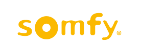 Logo Somfy Officiel - Contrôle d'Automatisation Logo Somfy jaune sur fond noir, composé des lettres minuscules stylisées 'somfy.' avec un 'O' circulaire accentué.